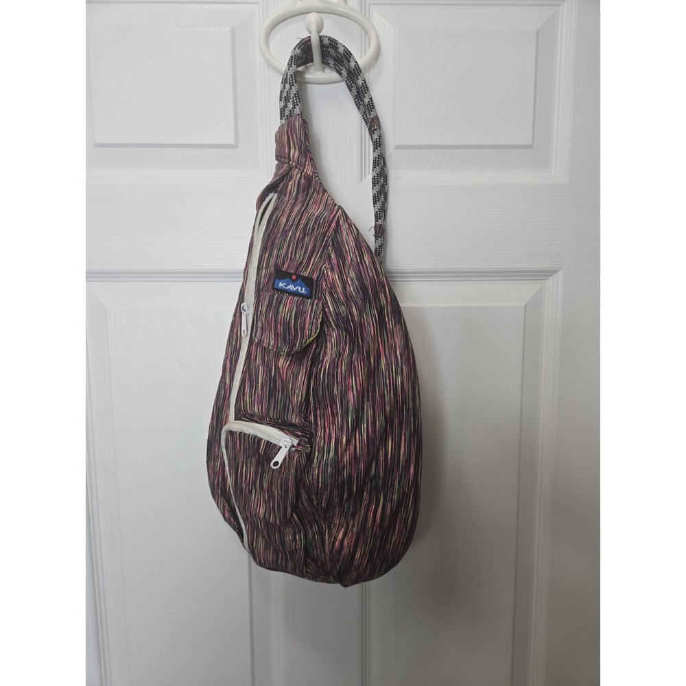 Kavu Original Crossbody Rope Sling Bag Neon Lines Bright Lights Geometric Bag
